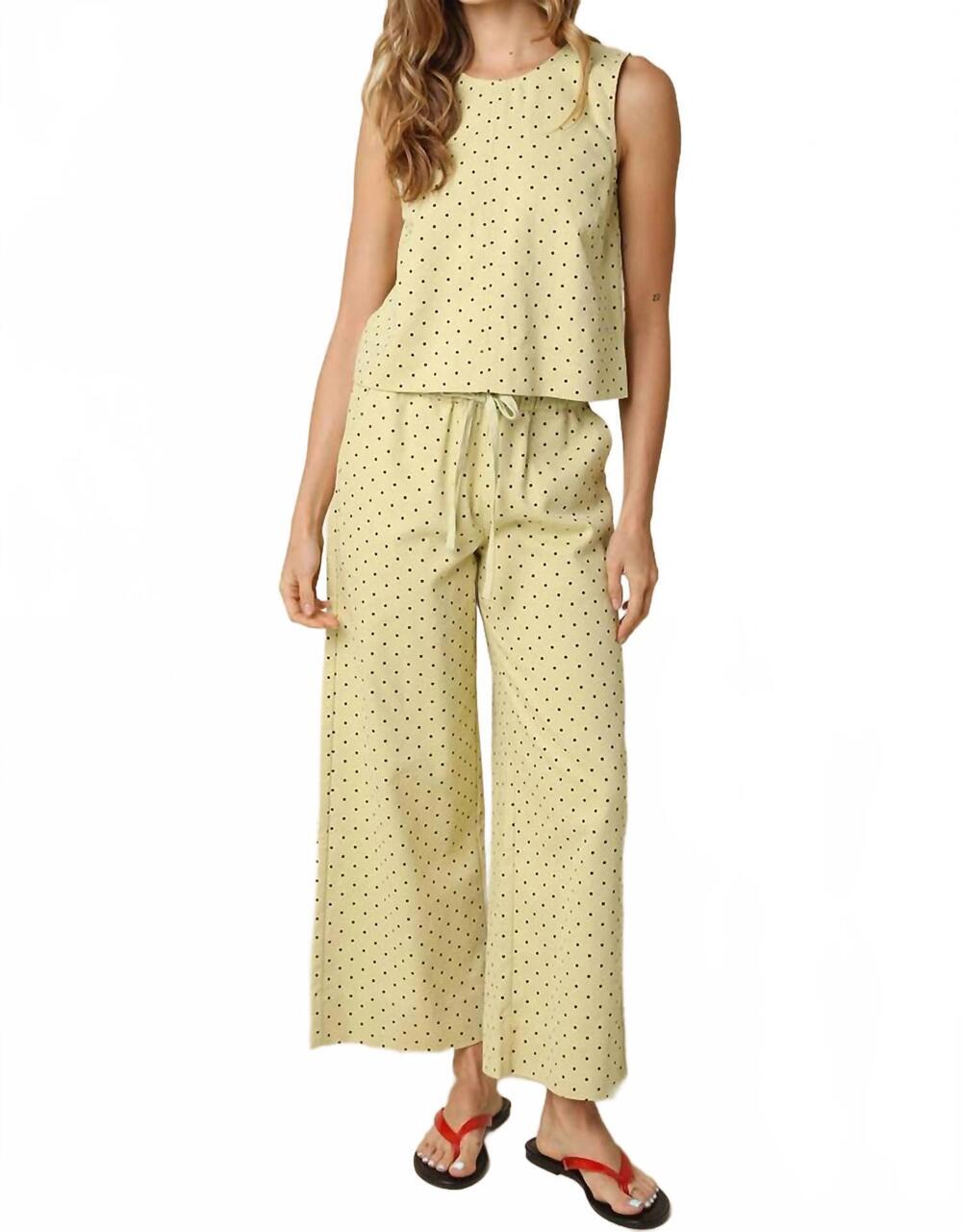 NEW OLIVACEOUS women's sleeveless tank and wide-leg pants lounge set in yellow